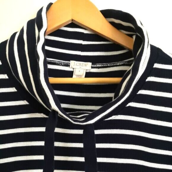J.Crew Striped Funnel Neck Sweatshirt Navy/White Size S - Picture 2 of 5